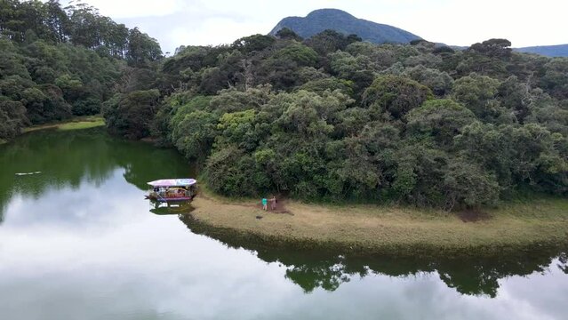 Beautiful Aerial view of Meepilimana lake in Nuwara Eliya, Sri Lanka.
