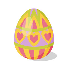 Easter Egg with pattern. Design elements for holiday cards. Happy Easter. Cartoon flat style Vector illustration. 