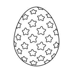 Hand drawn Easter egg.  Coloring book page antistress for adults and children. Beautiful doodle ornament. Vector outline sketch illustration isolated on white background. 