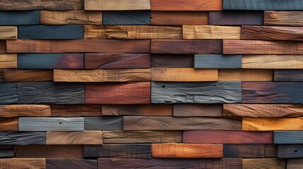 The texture of a wooden wall with stuffed boards forming a relief pattern, an abstract wooden background with natural material