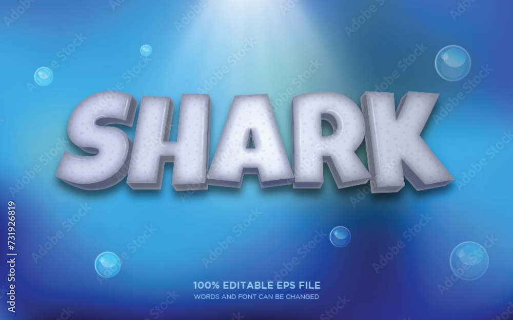Poster shark 3d editable text style effect