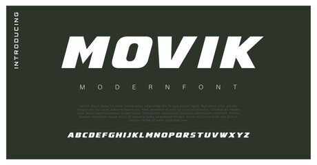 Movik Abstract minimal modern alphabet fonts. Typography technology vector illustration