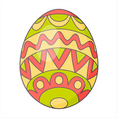 Easter Egg with ornament. Retro Design elements for holiday cards. Happy Easter. Cartoon flat, retro style Vector illustration. 