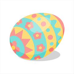 Easter Egg with pattern. Design elements for holiday cards. Happy Easter. Cartoon flat style Vector illustration. 