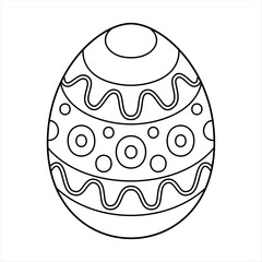 Hand drawn Easter egg.  Coloring book page antistress for adults and children. Beautiful doodle ornament. Vector outline sketch illustration isolated on white background. 
