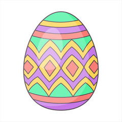 Easter Egg with ornament. Retro Design elements for holiday cards. Happy Easter. Cartoon flat, retro style Vector illustration. 
