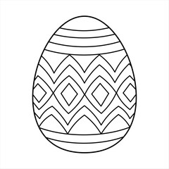 Hand drawn Easter egg.  Coloring book page antistress for adults and children. Beautiful doodle ornament. Vector outline sketch illustration isolated on white background. 