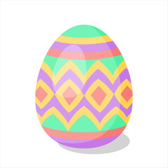 Easter Egg with pattern. Design elements for holiday cards. Happy Easter. Cartoon flat style Vector illustration. 