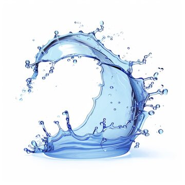 recommend clip art: 3d render, blue wave, water wavy splash clip art isolated on white background. Natural splashing liquid shape, Generative AI