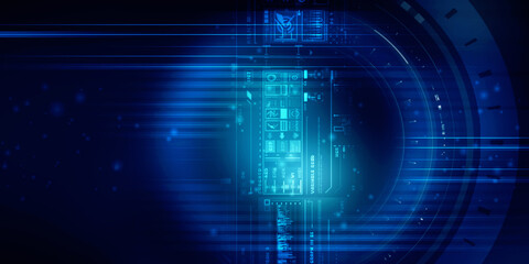 2d illustration Abstract futuristic electronic circuit technology background