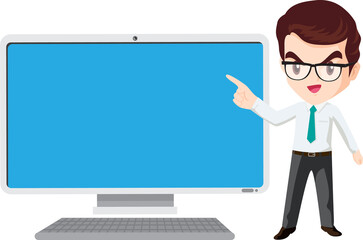 business man present with technology