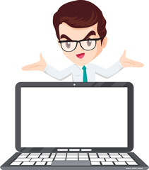 business man present with technology