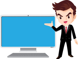 business man present with technology