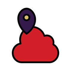 Map Pin Cloud Filled Outline Icon