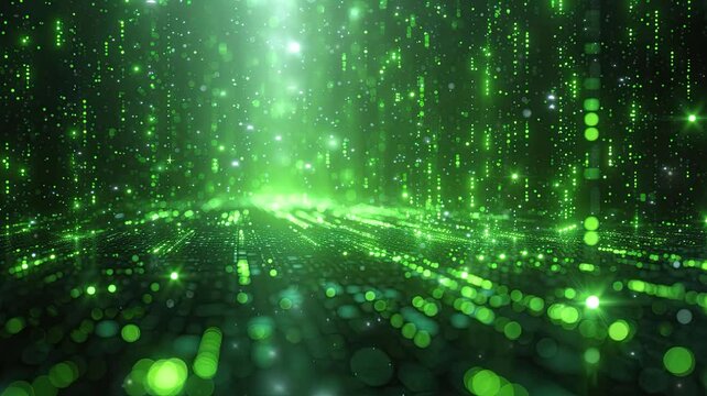 abstract binary code green background