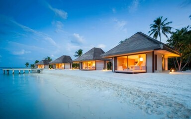 Luxury beach resort. Maldives architecture.