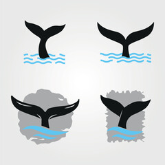 whale tail logo icon vector illustration set sign and symbol