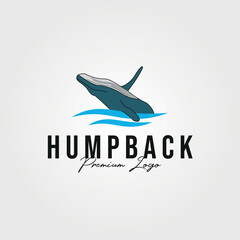 humpback whale logo vintage vector illustration design, premium