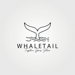 whale tail line art logo simple creative vintage vector illustration design
