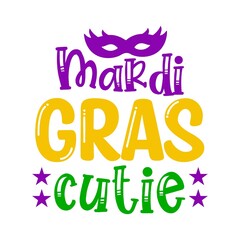 Mardi Gras typography design on plain white transparent isolated background for card, shirt, hoodie, sweatshirt, apparel, tag, mug, icon, poster or badge