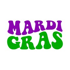 Mardi Gras typography design on plain white transparent isolated background for card, shirt, hoodie, sweatshirt, apparel, tag, mug, icon, poster or badge