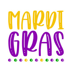 Mardi Gras typography design on plain white transparent isolated background for card, shirt, hoodie, sweatshirt, apparel, tag, mug, icon, poster or badge