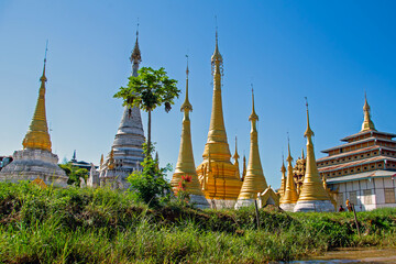 Buddhist temples in the countryside from Myanmar in Asia