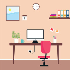 interior of a modern office setup. vector illustration