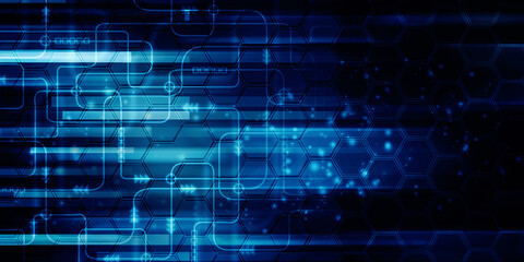 2d illustration Abstract futuristic electronic circuit technology background
