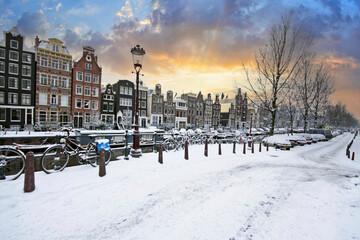 Amsterdam in winter in the Netherlands