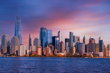 New York City with Manhattan Skyline over Hudson River,New York City, USA