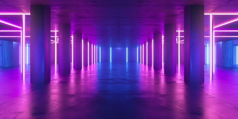 underground parking in neon light