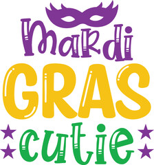 Mardi Gras typography design on plain white transparent isolated background for card, shirt, hoodie, sweatshirt, apparel, tag, mug, icon, poster or badge
