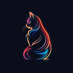 cat line art gradient logo