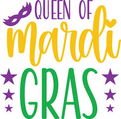 Mardi Gras typography design on plain white transparent isolated background for card, shirt, hoodie, sweatshirt, apparel, tag, mug, icon, poster or badge