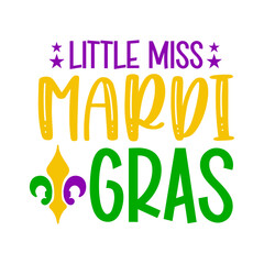 Mardi Gras typography design on plain white transparent isolated background for card, shirt, hoodie, sweatshirt, apparel, tag, mug, icon, poster or badge