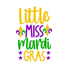 Mardi Gras typography design on plain white transparent isolated background for card, shirt, hoodie, sweatshirt, apparel, tag, mug, icon, poster or badge