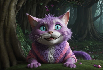 Purrfectly Pink and Purple: The Striped Cheshire Cat