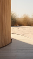 Modern Wooden Pathway in Desert Landscape