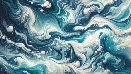 Serene Swirls of Blue: Abstract Fluid Art Background