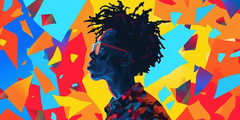 Poster colorful illustration of man silhouette, pop art © Oleksandr