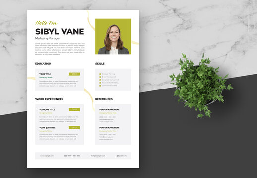 Black and Green Marketing Manager Resume