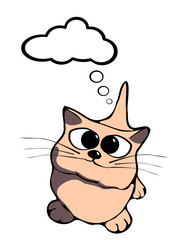 Cartoon cat with a thought cloud 02