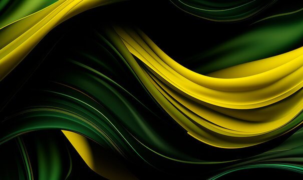 Abstract wallpaper with green and yellow on a black background. 