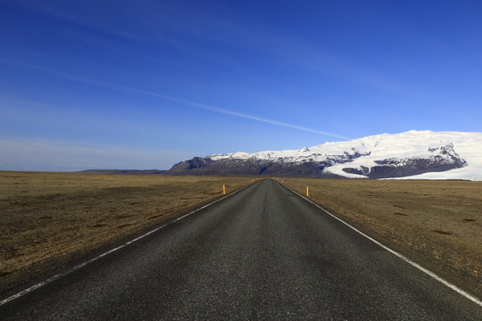 View on a road in the Vatnajökull National Park in Iceland.