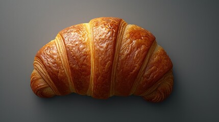 a close up of a croissant in the shape of a person's head on a gray background.