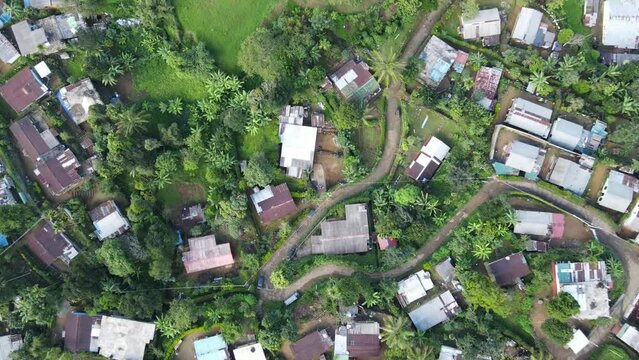 Beautiful scenery with small village amidst the beautiful tea hills