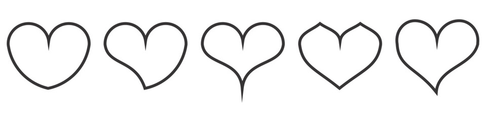 collection of outlined black and white hearts