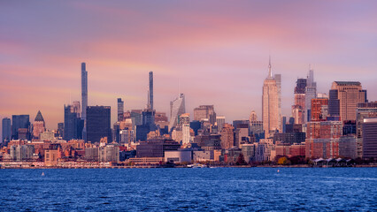 Obraz premium New York City with Manhattan Skyline over Hudson River,New York City, USA