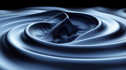 a black and white photo of a liquid swirl with a spoon in the middle of the image and a black background.